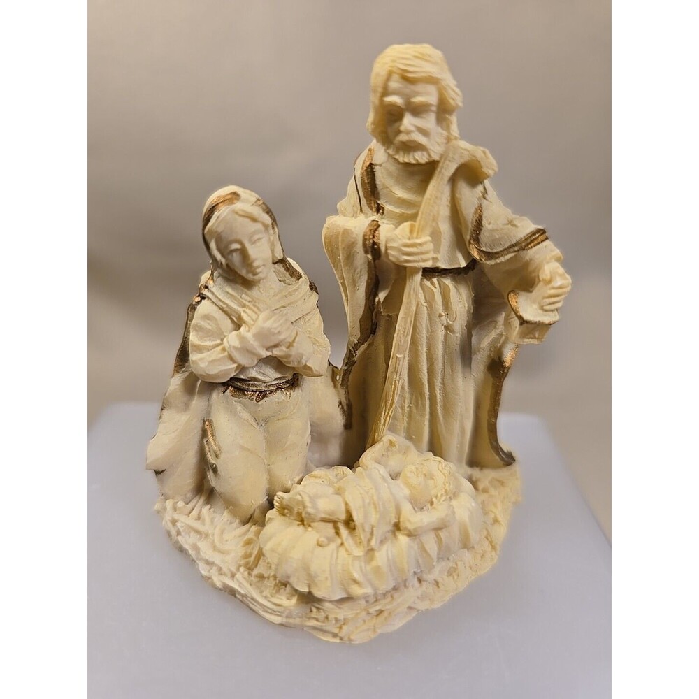 Resin Nativity Figurine 3”  Holy Family Statue Mary Joseph Baby Jesus by Autom
